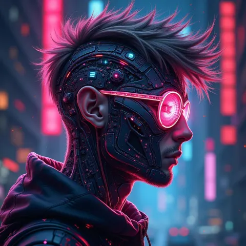 Neon Whirlwind Android of the Metaverse