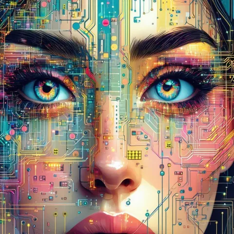 Her Eyes Interwoven With Living Circuits