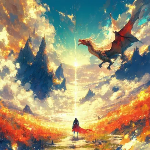 Roc Riders Above an Epic Fantasy World