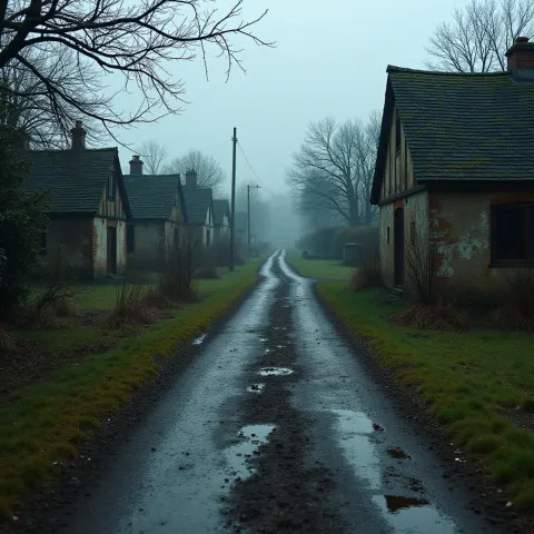 Abandoned English Village in the Rain