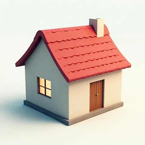 Digital House With a Vibrant Red Roof