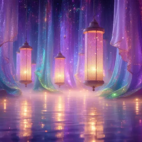Celestial Lamps Floating in Cosmic Waves