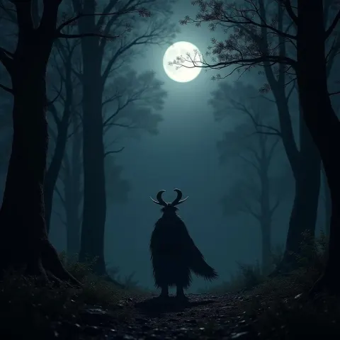 Tengu Haunting the Moonlit Forest