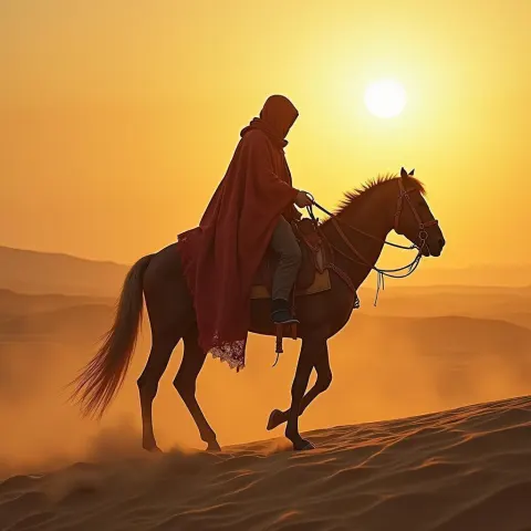 Golden Hour Rider of the Mystic Dunes