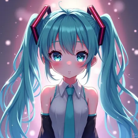 Cute Hatsune Miku Aglow in Digital Color