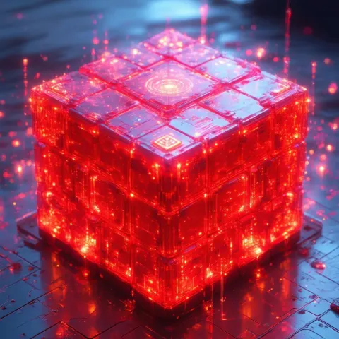 Glossy Anime Red Cube in Dynamic Light