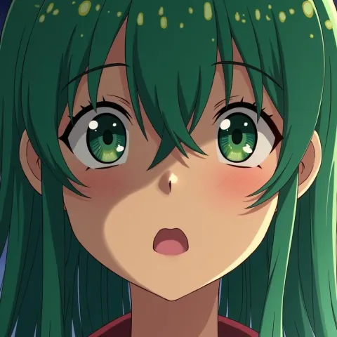 Green Haired Dreamer With Starlit Eyes
