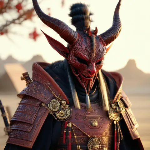 Lieutenant Demon With Carved Wooden Mask