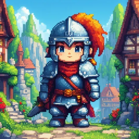 Chibi Town Guard in Retro RPG Pixels