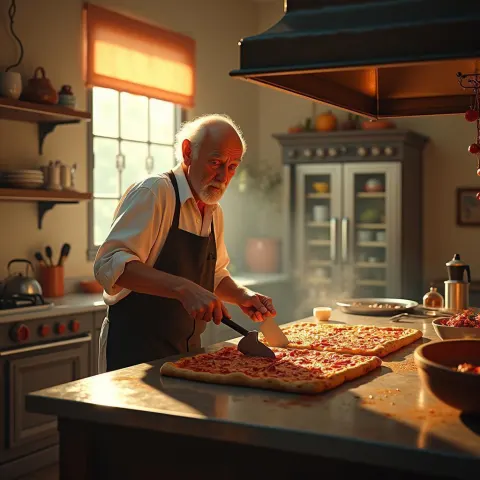 Larry David Baking Pizza in Surreal Kitchen