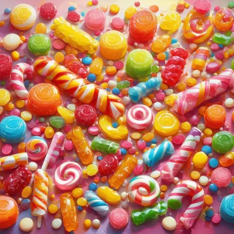 Candy Table From Above in Ink Wash