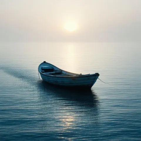 Minimalist Boat Journey on Serene Waters