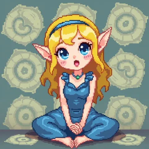 Eight Bit Elf Maiden With Pixel Flowers