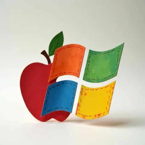 Apple and Windows Logos Merging Frame by Frame