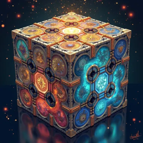 Fantasy Rubik's Cube Transformer With Mystic Runes