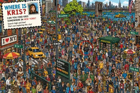 Search and Find Crowded City Illustration
