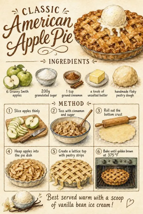 Classic American Apple Pie Recipe Poster