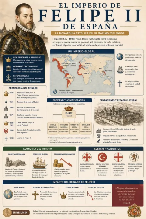 Reign of Philip II Spanish Empire Infographic