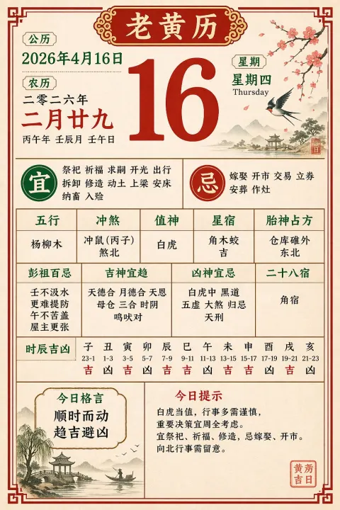 Chinese Traditional Almanac Page