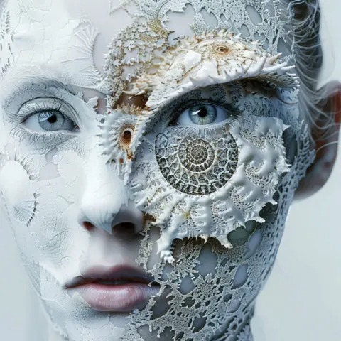 Beautiful woman fractal patterns shell head