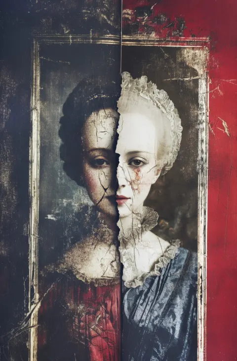 Artistic split composition of Maria Antoinette