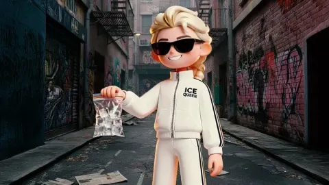 3D cartoon style rendering with exaggerated pose character, minimalist background art, high-definition profess
