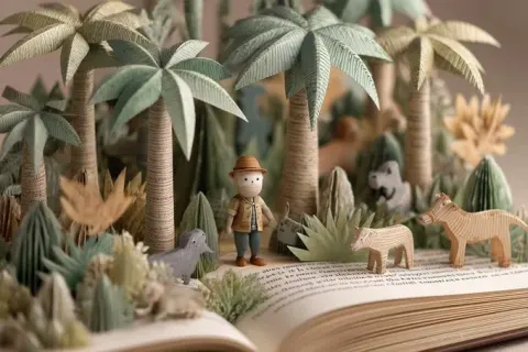 3D Pop-up Book Illustration with Miniature Scene