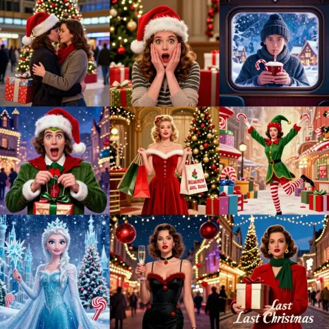 3x3 Grid Collage with Christmas Movie Themes