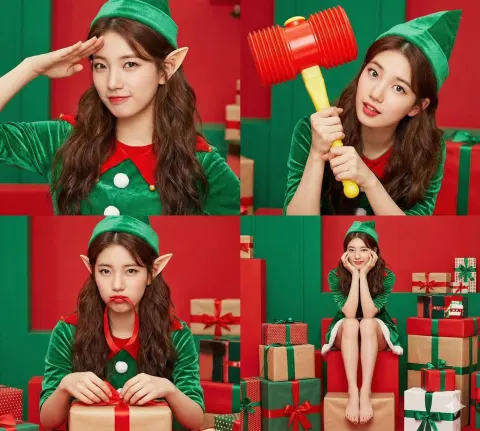 4-Piece Christmas Elf Female Character Collage