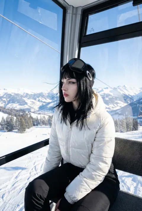 A Candid Raw Lifestyle Photograph in Ski Gondola
