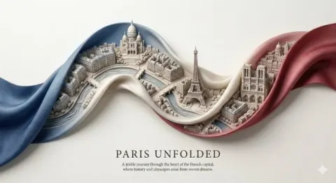 A Silk Ribbon Unfolding Miniature City of [CITY]