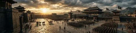 Ancient Chinese Qin Royal Palace Panorama