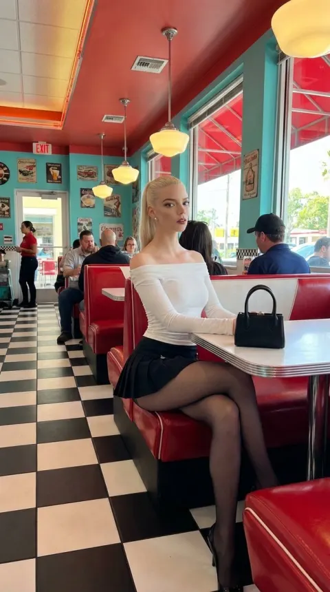 Anya Taylor-Joy Retro Diner Full Body Shot