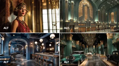 Art Deco Metropolis Theme, Displaying the Grandeur and Geometric Elegance of 1920s Architecture