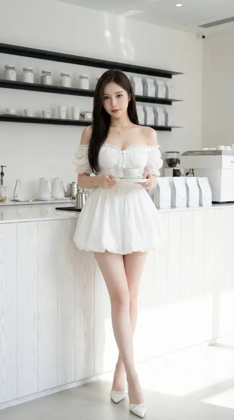 Asian Woman in Modern Airport Lounge