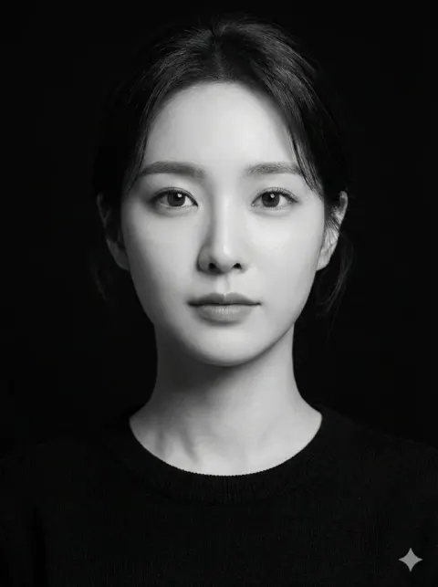Black and White Studio Portrait of the Young Woman in the Uploaded Image