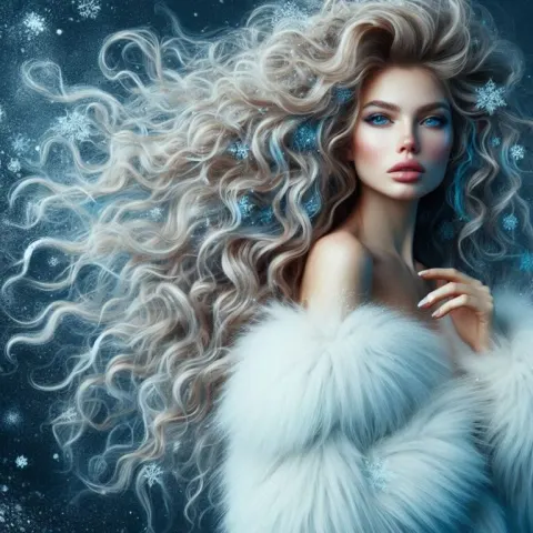 Ice princess with blue highlighted curls