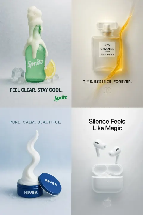 Brand Product in Surreal Minimalist Paper-Glass Ad