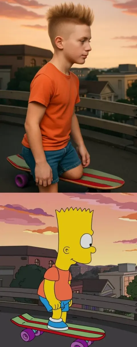 Cartoon to Hyperrealistic Human Portrait Transformation