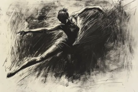 Charcoal Sketch Subject with Bold Linework