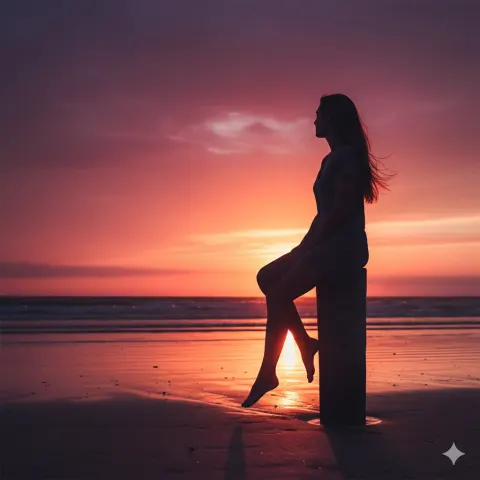 Cinematic Beach Sunset Silhouette