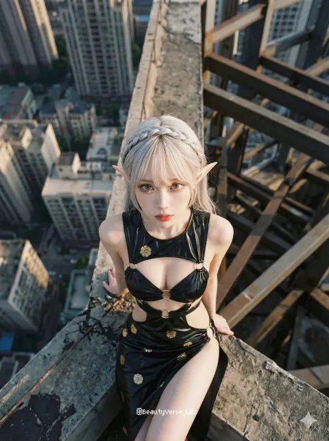 Cinematic Film Still, Extreme Top-Down Medium Shot