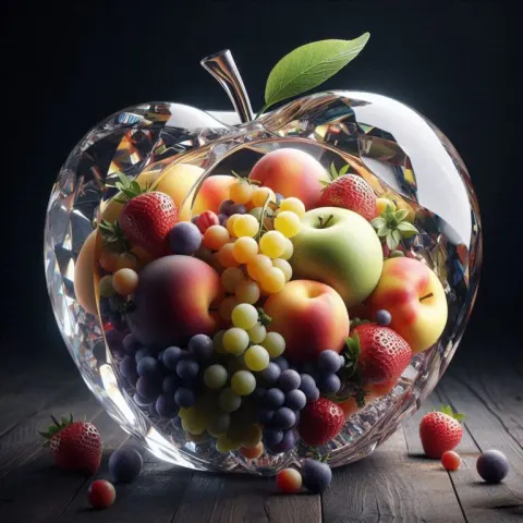 Hollow Crystal Apple with Fruits Inside