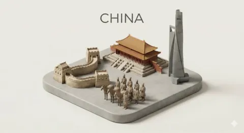 Clean Minimal 3D Isometric Diorama of Landmarks