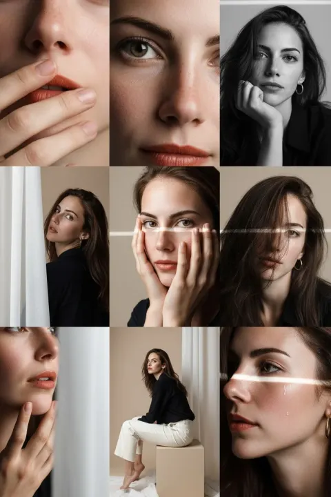 Clean Soft Beige Studio 3x3 Photo Grid