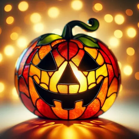 Vibrant Stained Glass Jack-o’-Lantern