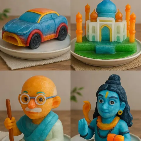 Colorful Handcrafted Sculpture of [Insert Subject] on a Ceramic Plate with Natural Background