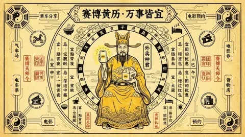 Commercial Poster Designed for Meituan in a Futuristic Taoist Style