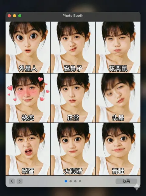 Complete Screenshot of MacOS Photo Booth Application Interface