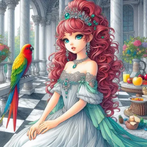 Fairy Princess on Marble Patio at Sunrise
